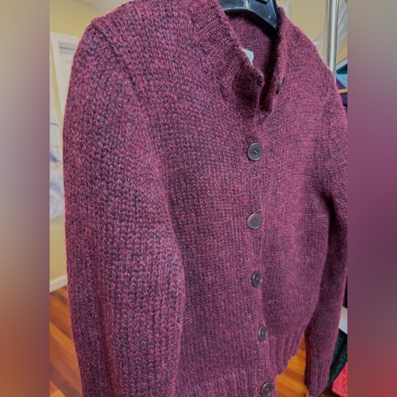 TOAST Burgundy Wool Knit Button-Front Sweater • Cozy Cardigan • Size M - Picture 14 of 16